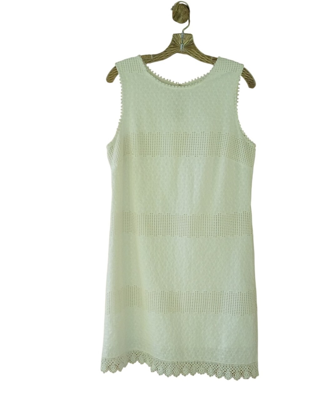 Sophie Max White Sleeveless Embroidered Midi Dress Large